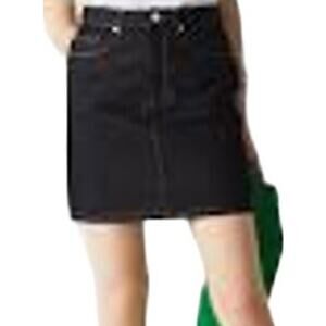 Lacoste Denim Skirt Straight Dark Wash Stitch High Rise Knee Length 36 S 31"